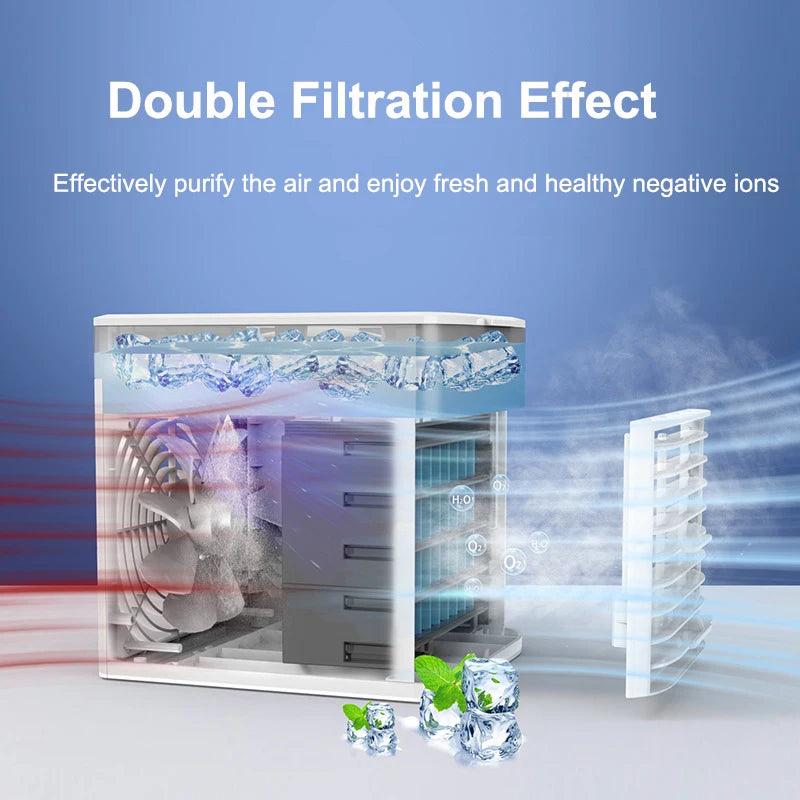 Newly Upgraded Portable Air Conditioner USB Refrigeration Fan with Ultraviolet Germicidal Lamp Desktop Car Air Cooler Hot Sale