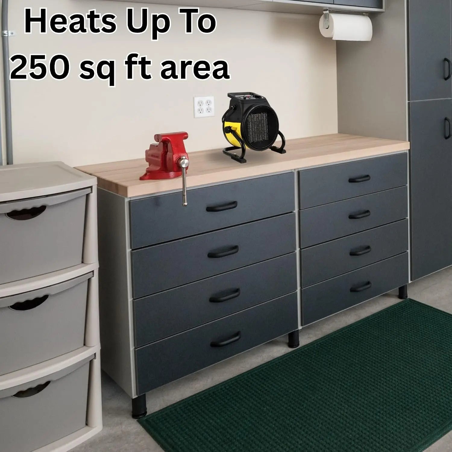 2026 New Upgrade Electric Forced Air Heater With Pivoting Base 5,120 BTU, Yellow | Electric Garage Heater