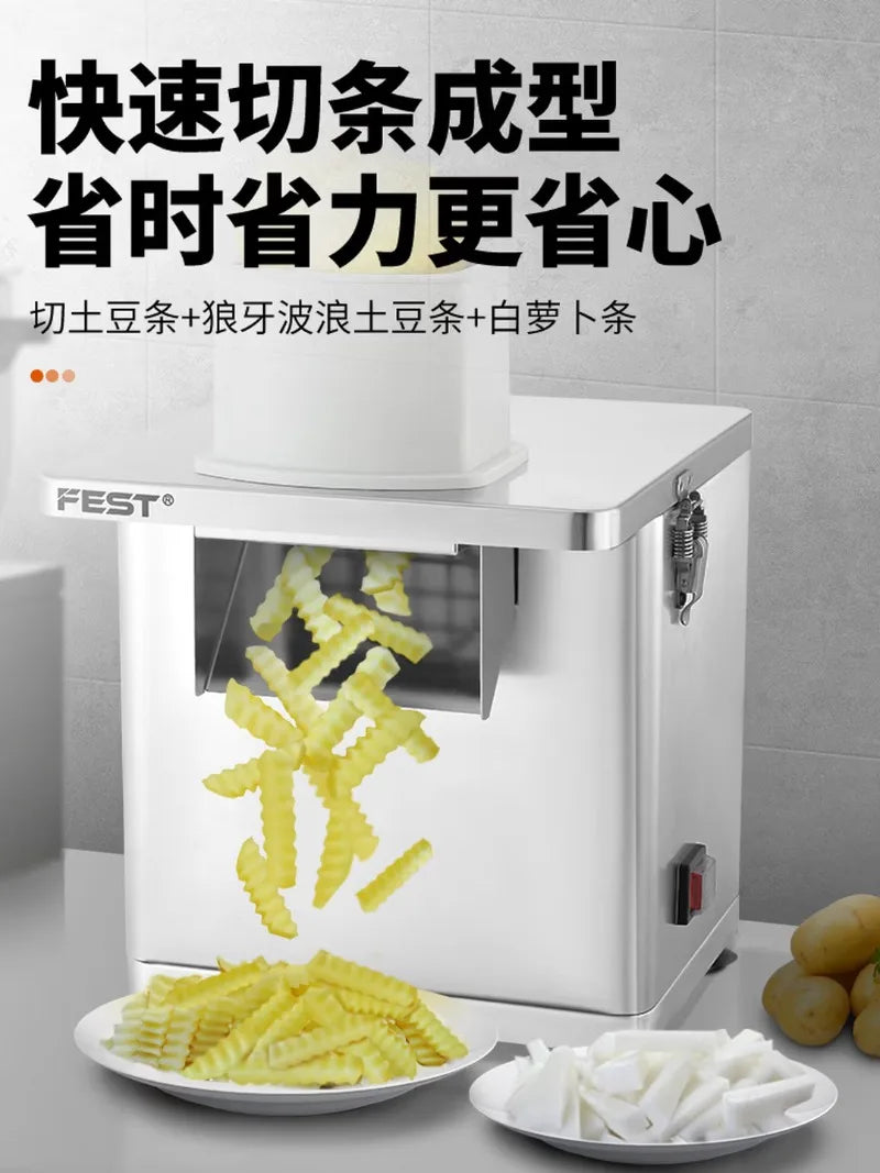 Commercial Electric Potato Dicing Machine Stainless Steel Automatic Cutter for French Fries Chips Shredding