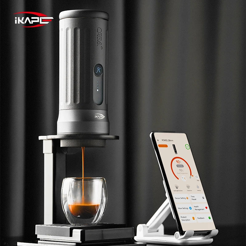 IKAPE Kapo K2 Portable Coffee Machine/Bluetooth Connection/Timer Function,51/58mm Espresso Bottomless Portafilter,Camping/Home