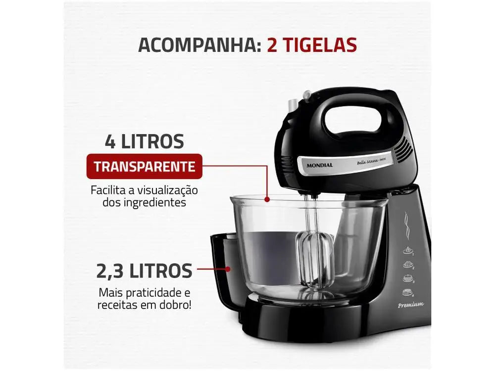 Mondial 400W Bella Massa B-23 NP Stand Mixer-110V