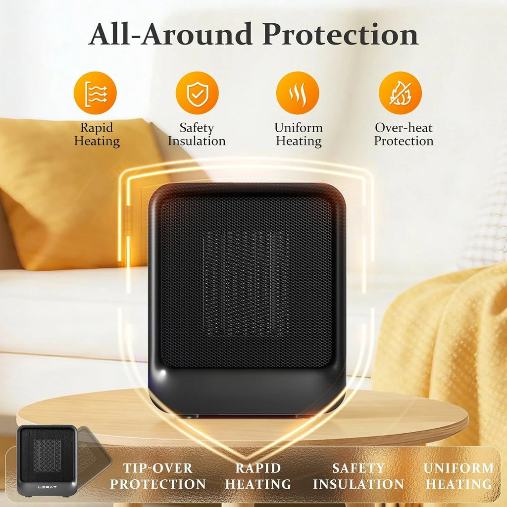2026 New Upgrade Space Heater, Portable Mini Heater For Indoor Use, 500W Fast Heating Small Desk Heater With Overheating