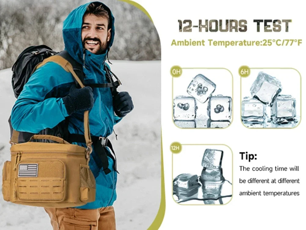 Tactical Thermal Cooler Bag Outdoor Heavy Duty Lunch Box Work Leakproof Insulated Durable Lunch Bag for Men Meal Camping Picnic