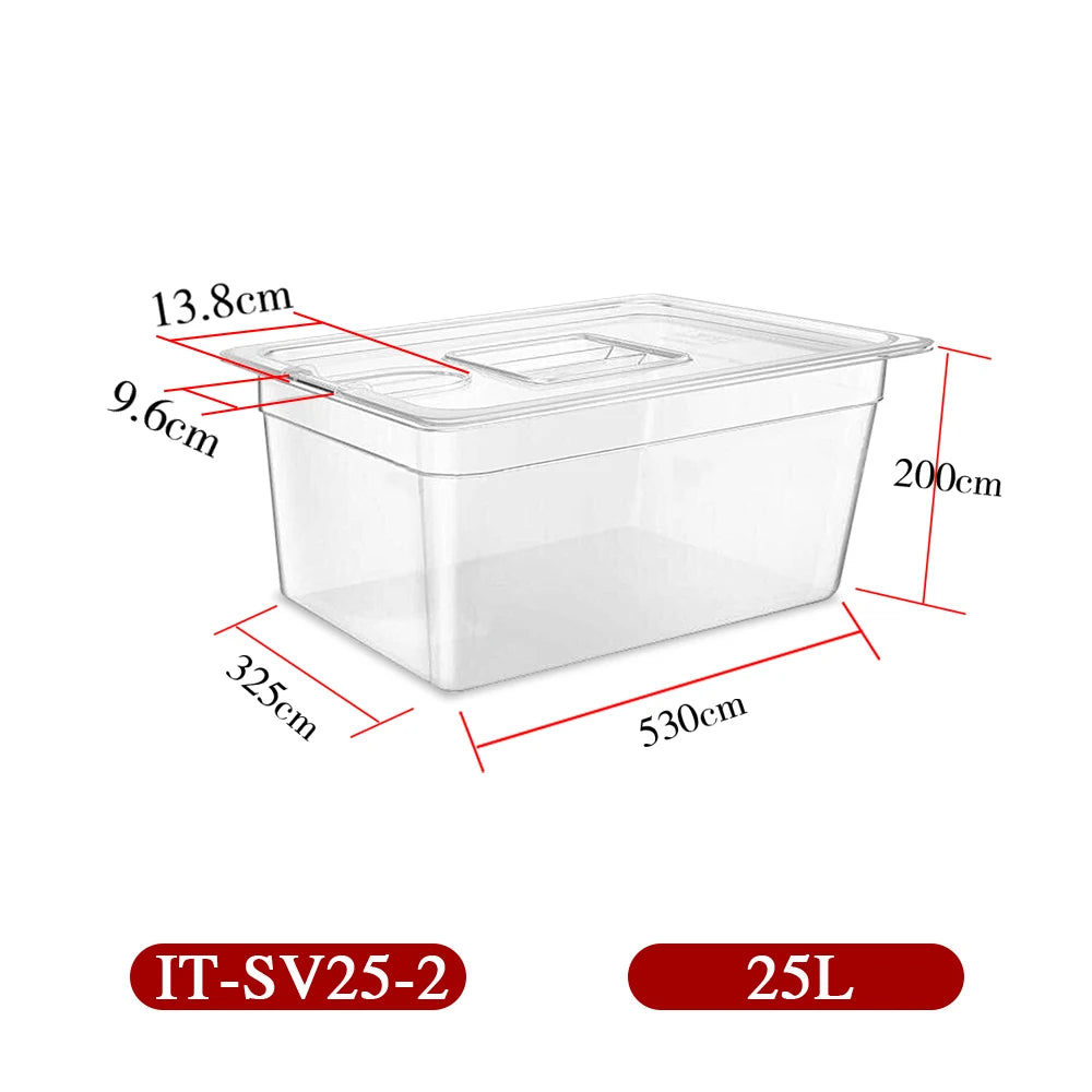11L/ 25L Container For Sous Vide Cooker Machine Food Grade PC Material Heat Insulation Stainless Steel Sous Vide Rack