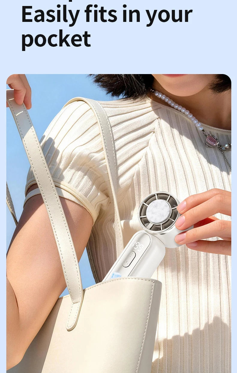 3000mAh 199 Speed Portable Handheld Fan with ICE Semiconductor Cooling 360° Turbo Personal USB Rechargeable Mini Air Cooler