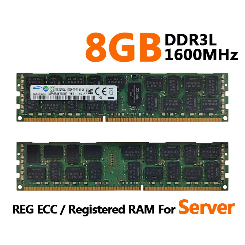SAMSUNG Memoria DDR3L DDR3 4GB 8GB 16GB 1333 1600 1866MHz Server Memory PC3-12800R REG ECC RAM Registered Memory with Radiator