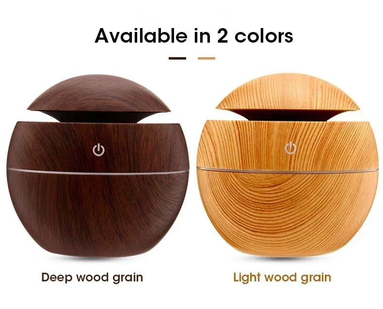USB Ultrasonic Cool Mist Sprayer Essential Oil Fragrance Mini Home Wood Grain Air Humidifier Electric Air Aroma Diffuser Purifie