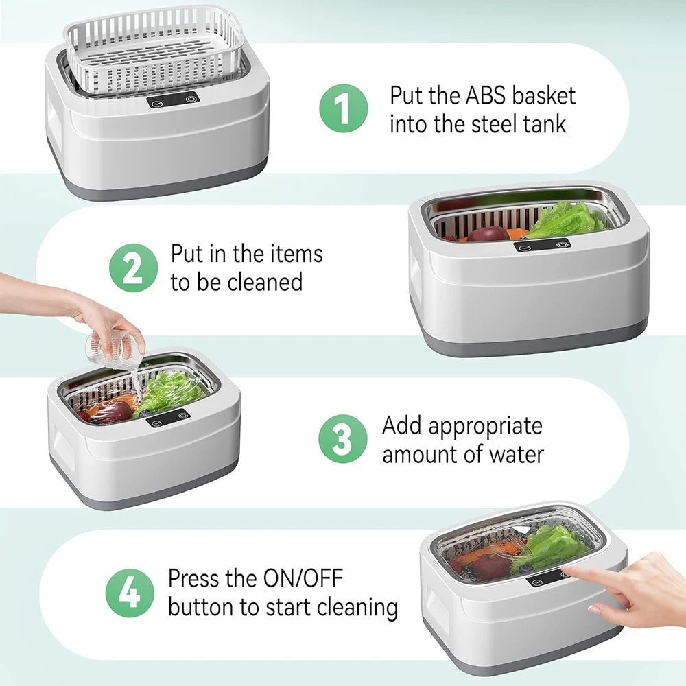 KUNPHY Ultrasonic Machine 2.5 40kHz Jewelry Cleaner Ultrasonic Bath Multifunctional for Mouthguard Razors Dental Parts Cleaning