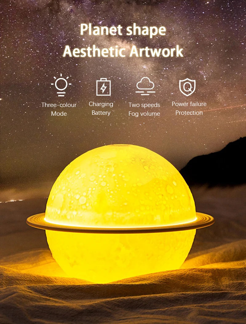 Moon Air Diffuser 880ML Aroma Spreader Ultrasonic Portable Air Humidifier USB Air Shooter Full Moon Light Night Home Decor
