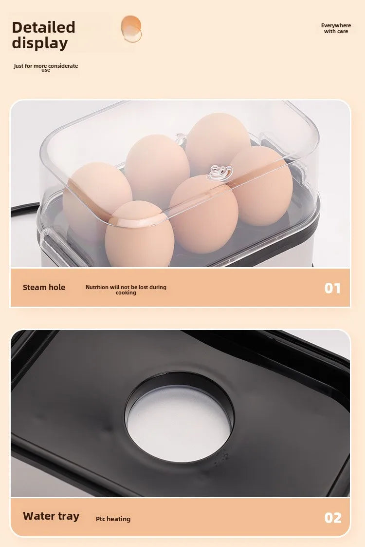 Egg Boiler and Steamer, Kitchen Appliance for Quick Boiling and Steaming Eggs, Mini Breakfast Maker,food Steaming Cooker