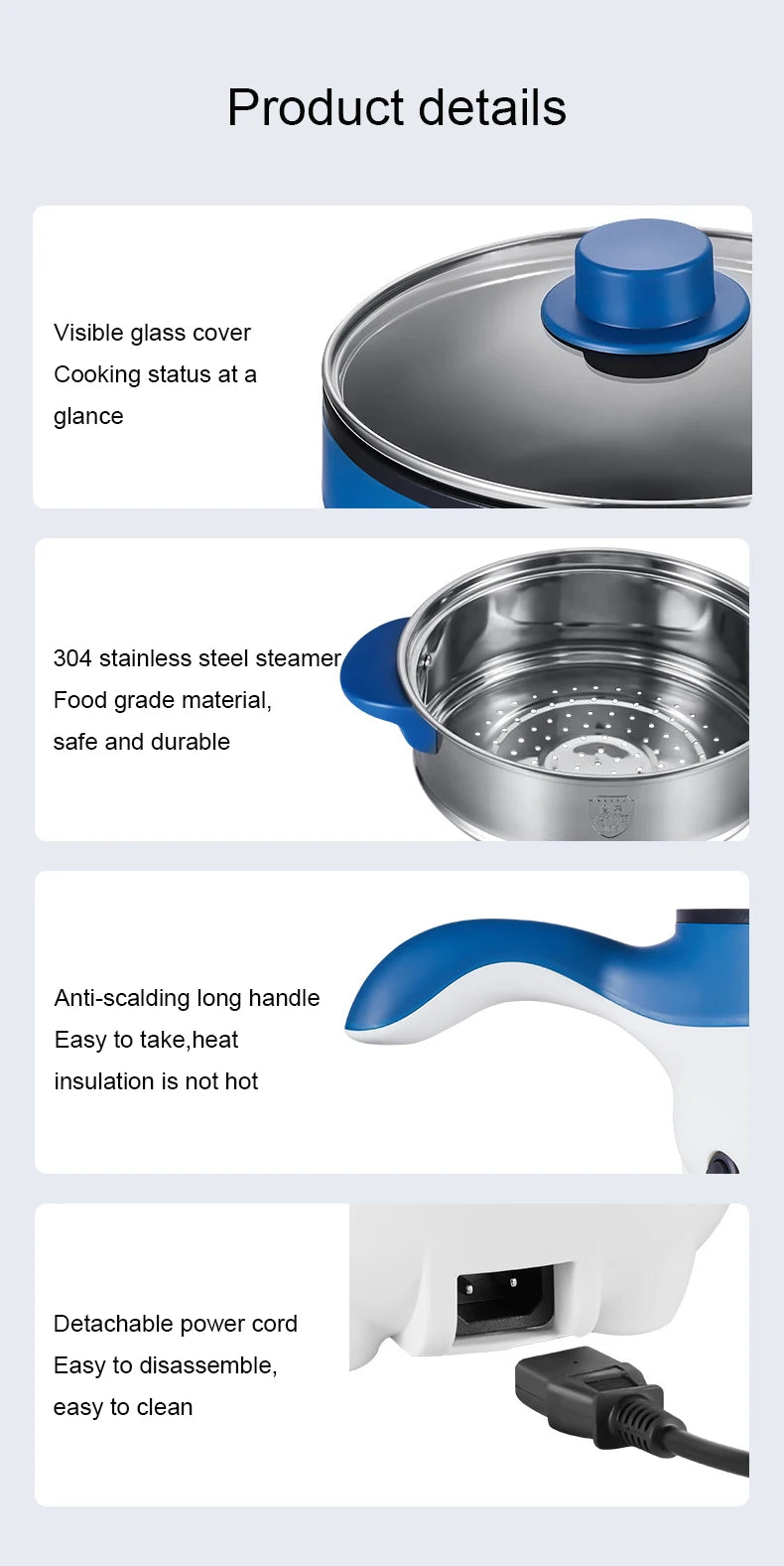 2L Portable Car Electric Hot Pot,12V/24V Multifunction Double‑Layer Cooking Pan, Travel Soup Rice Cooker Steamer for Car & Truck