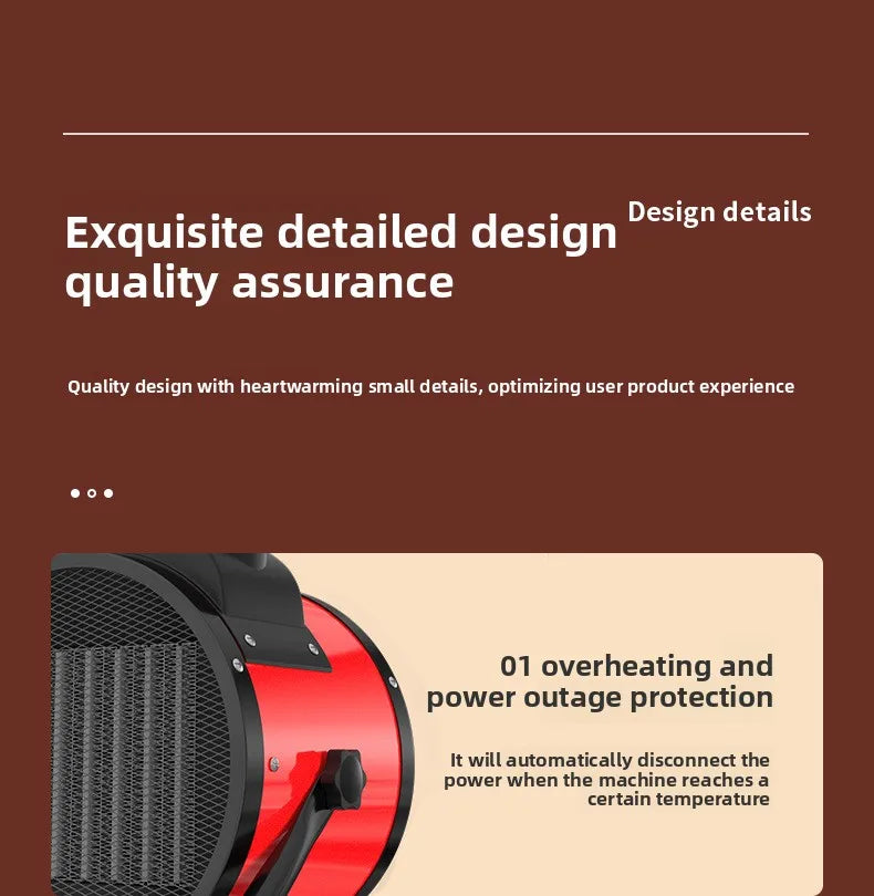 Electric Heating Fan 2000W Portable Space Heater Adjustable Thermostat 2 Heat Settings + Fan Mode Overheat & Tip-Over Protection