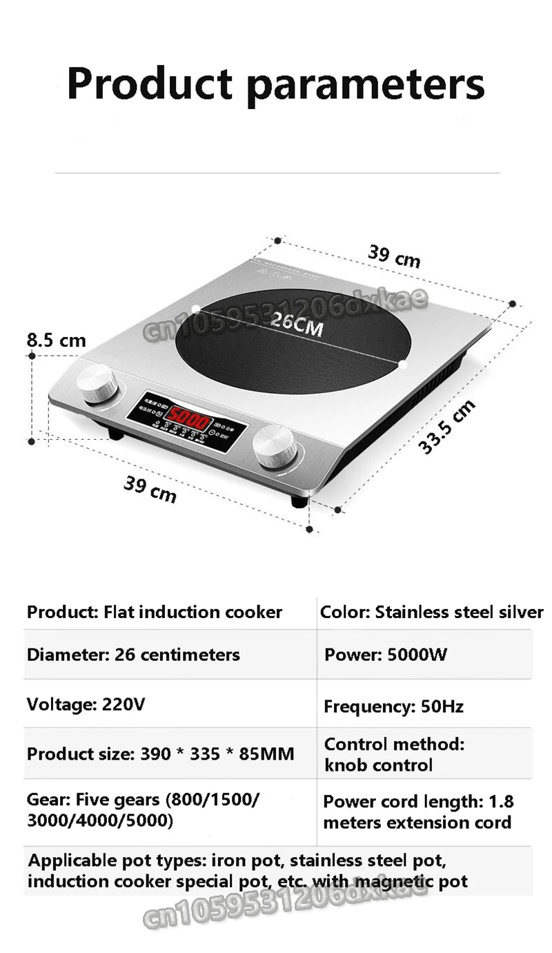 5000W High-power Commercial Desktop Induction Cooker Portable Induction Cooker Household Kitchen Canteen Milk Tea Shop