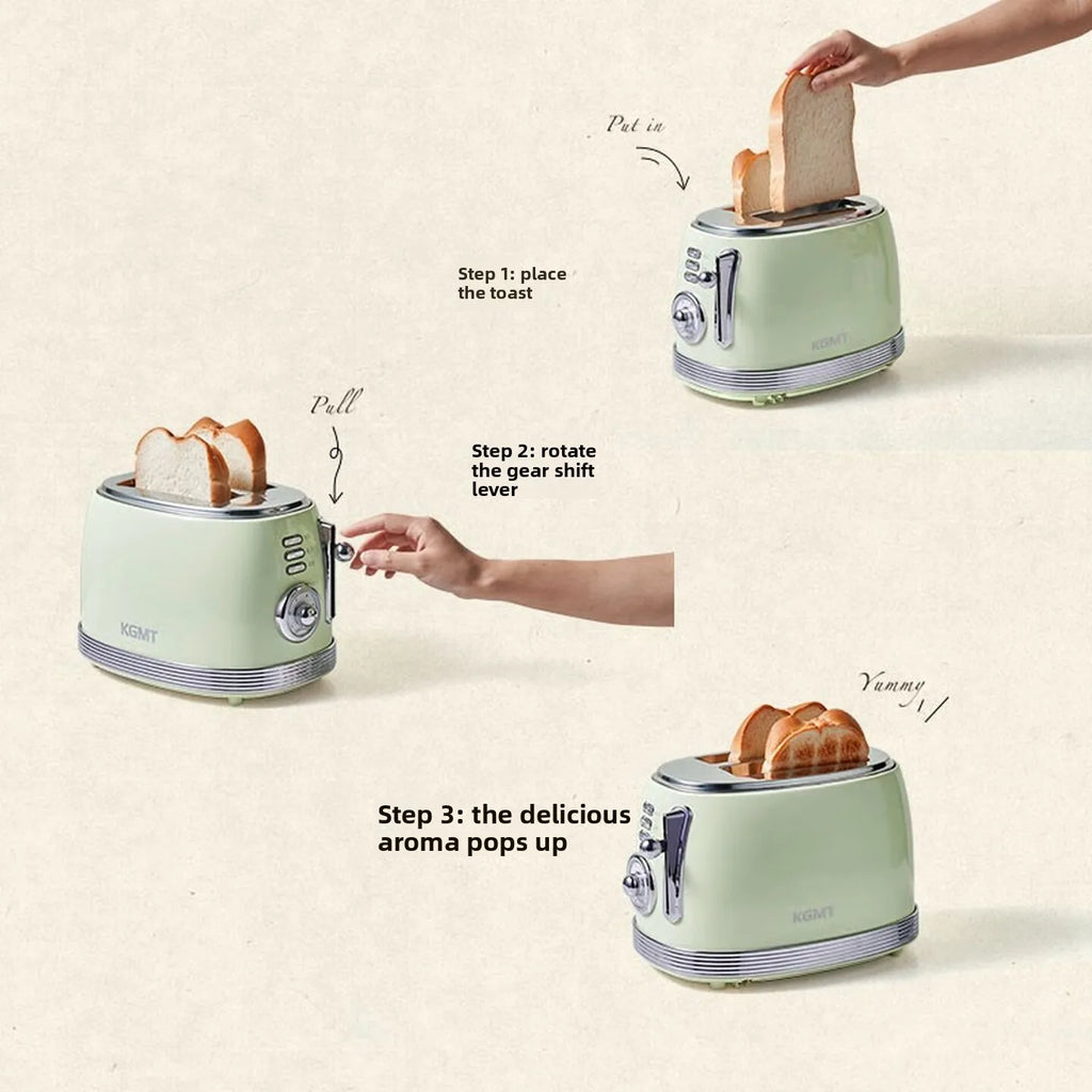 Retro 2 Slice Toaster with Warming Rack Adjustable Browning Control Pastel Green Bread Toaster for Home Breakfast Kitchen 토스터기