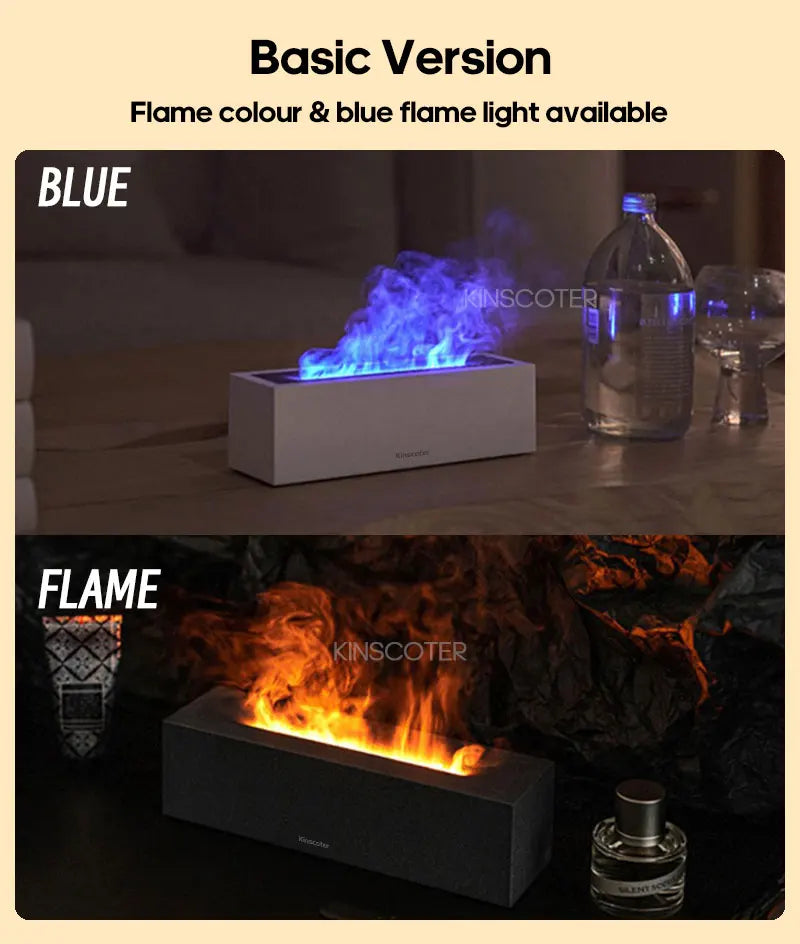 KINSCOTER Flame Aroma Diffuser Air Humidifier Ultrasonic Cool Mist Maker Fogger LED Essential Oil Flame Lamp Difusor