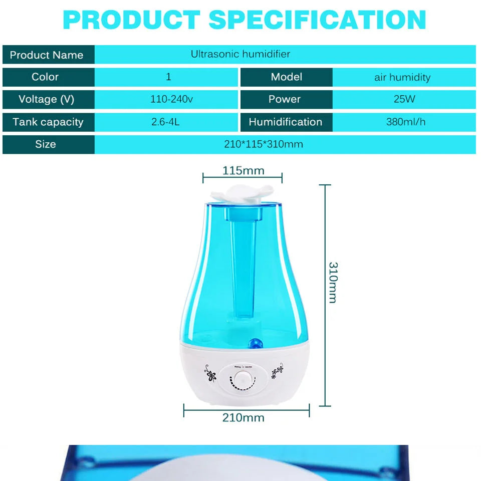 3000ML Ultrasonic Air Humidifier Double Sprayers Fog Mist Maker Essential Oil Diffuser 7 Color LED Aroma Diffusor Aromatherapy