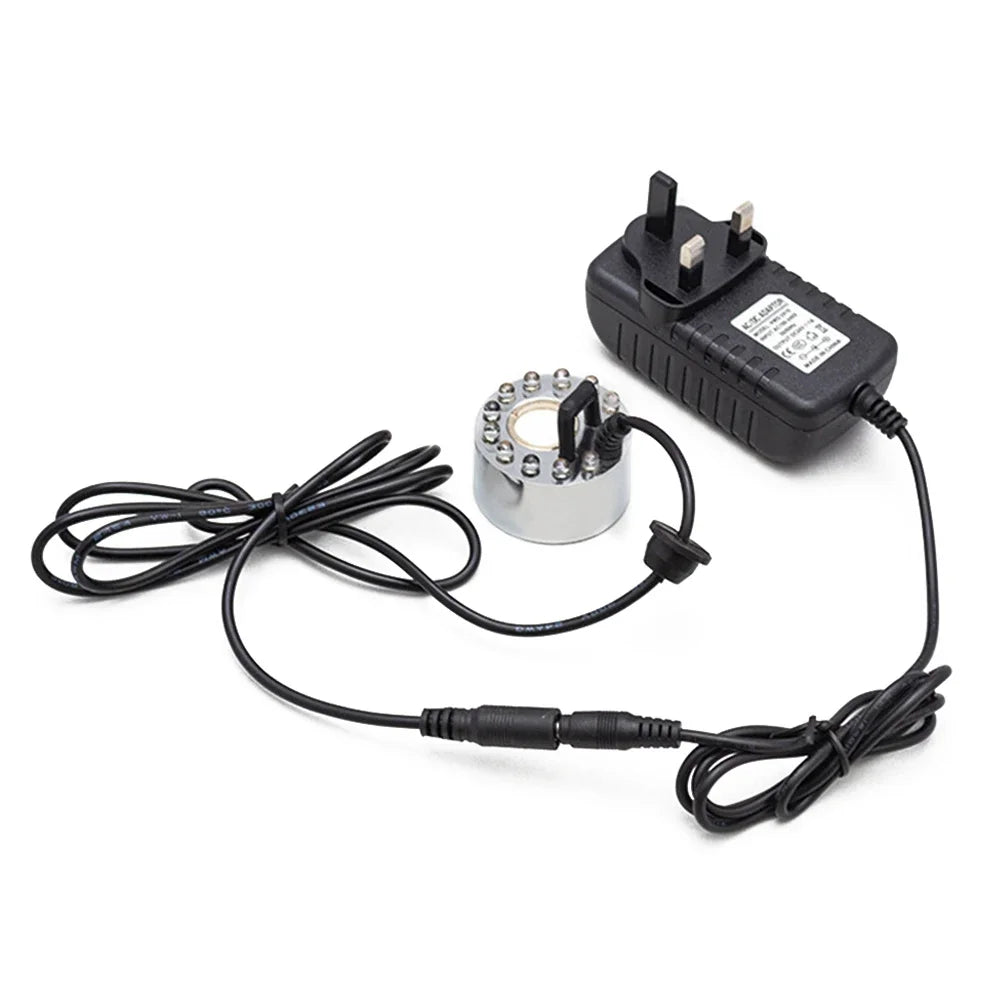 12 LED Atomizer Colorful Light Ultrasonic Misting Maker Water Fountain Pond Landscaping Fogger Atomizer Air Humidifier Aquarium