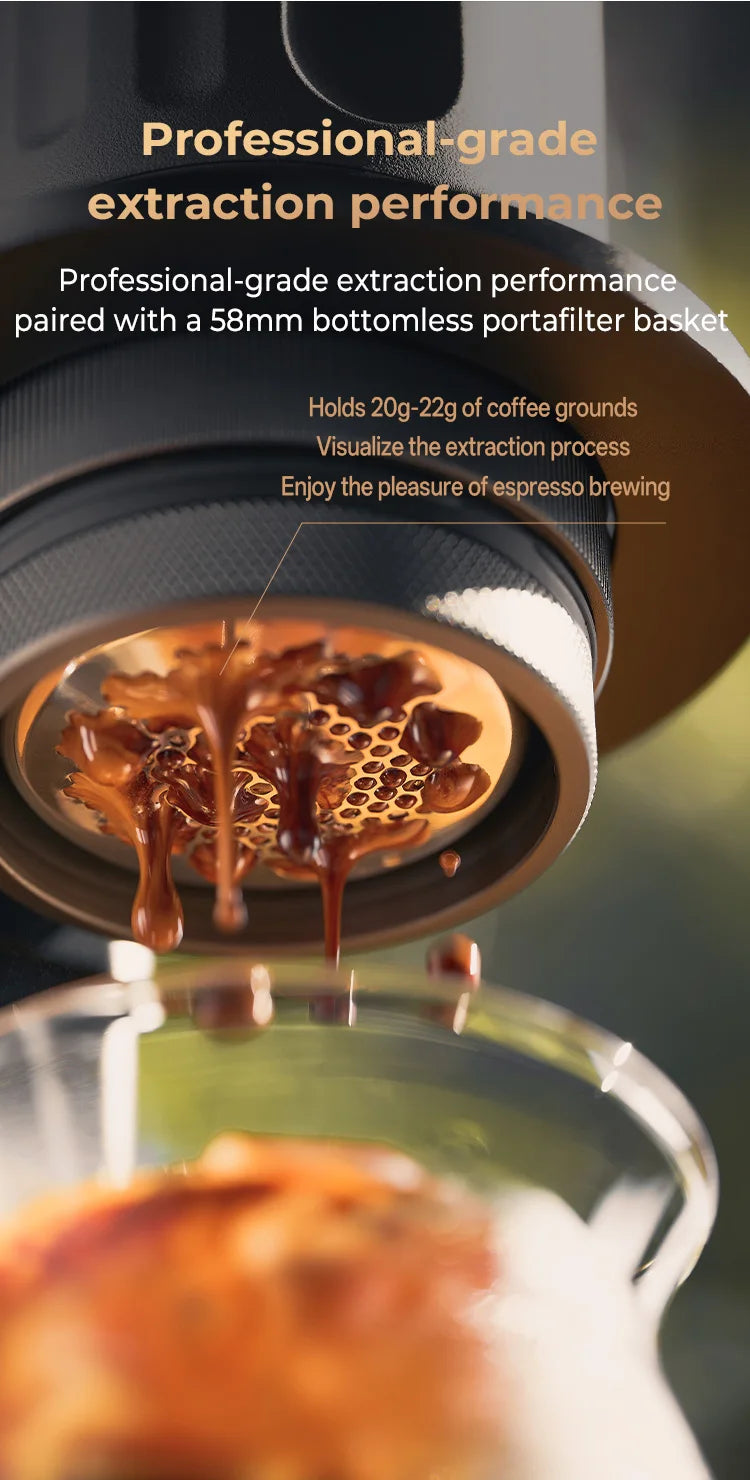 IKAPE Kapo K2 Portable Coffee Machine/Bluetooth Connection/Timer Function,51/58mm Espresso Bottomless Portafilter,Camping/Home