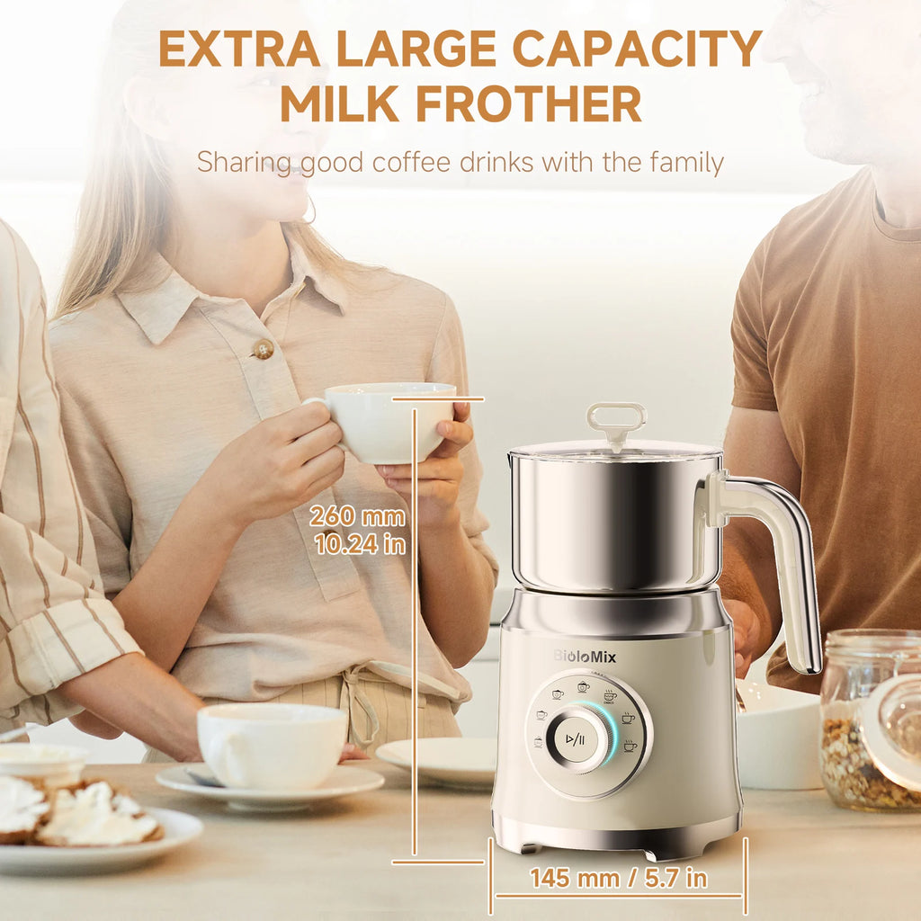 BioloMix Electric Milk Frother Automatic, Foamer for Coffee Cappuccino Latte 7 in 1 Hot and Cold Foam Maker Milk Frother Foamer