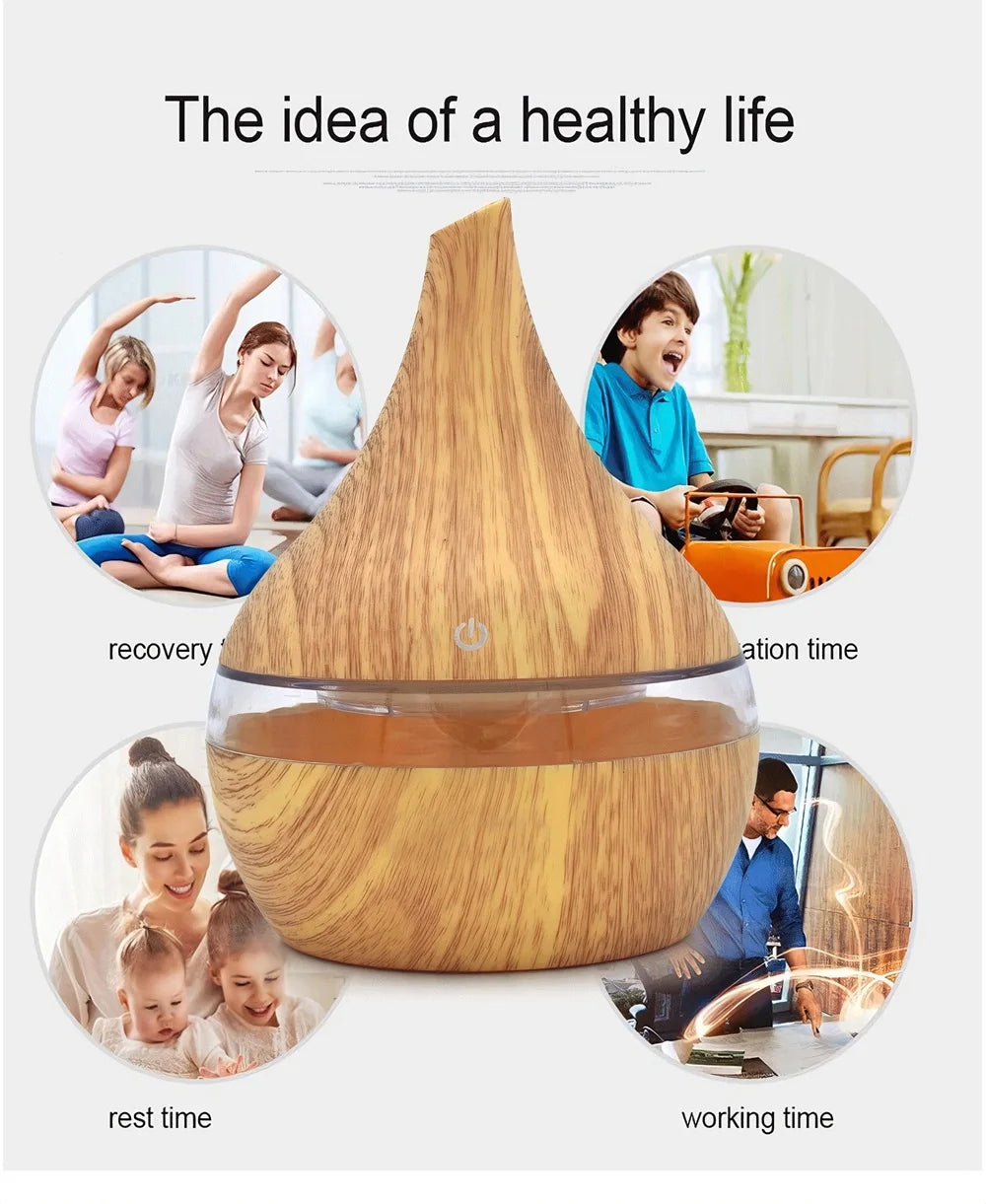 Portable Aroma Diffuser Ultrasonic Air Humidifier Essential Oil Mist Maker Cool Mist Air Purifier with 7 Color LED Night Light