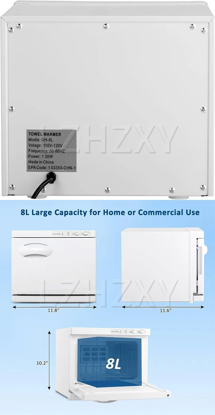 Electric Towel Warmer 8L Towel Hot Facial Salon Spa Beauty Equipment Towel Cleaning Cabinet UV + heating