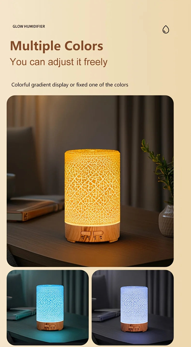 150ml Crack Design Essential Oil Diffuser USB Powered with  7 Color LED Lights Ultrasonic Air Humidifier for Living Room  Office