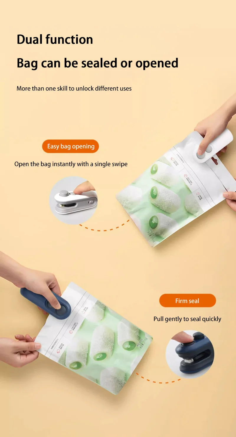 2 In 1 Sealer Cutter Multifunctional Mini Bag Sealer Portable Resealer Machine Handheld Bag Sealing Machine for Plastic Bags