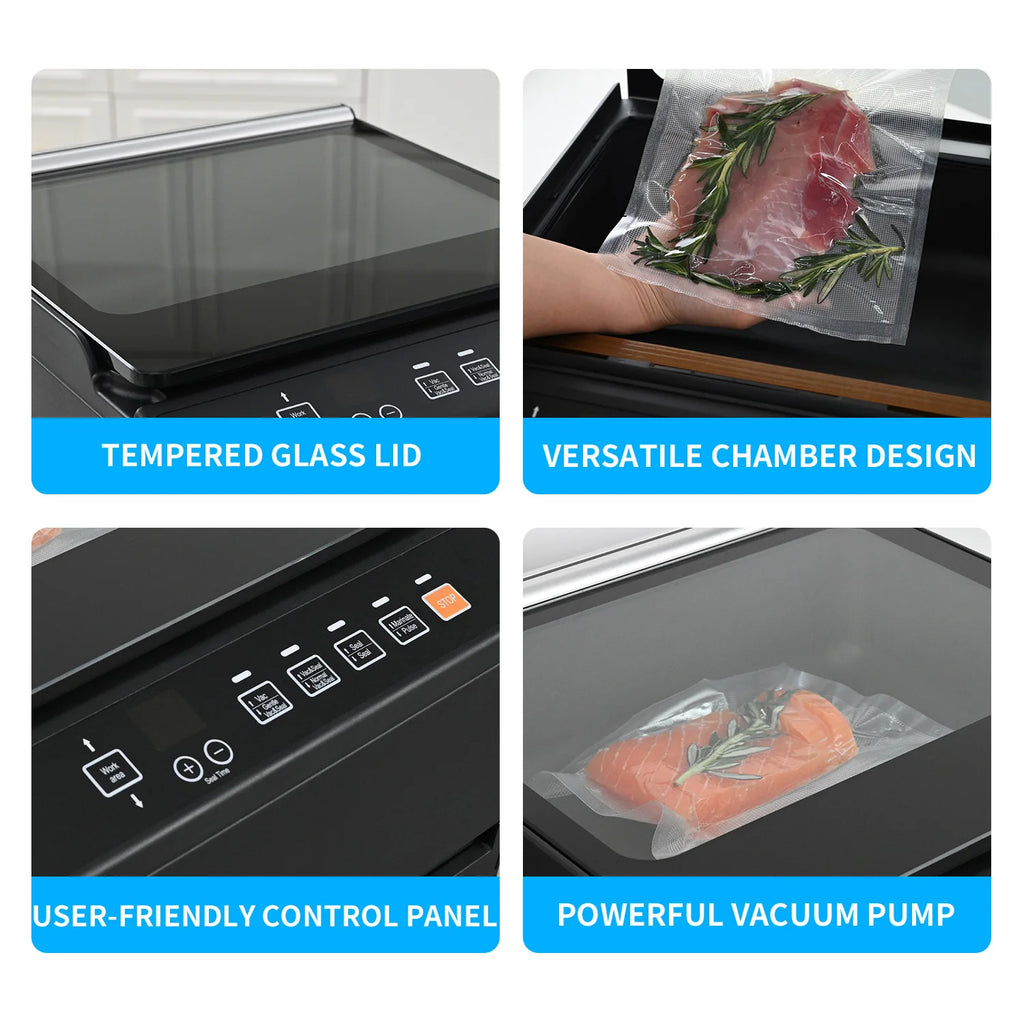 Professional Food Vacuum Packer 95KPa Automatic Sealer Double Seams Dry Moist Built-in Cutter Home Fresh Storage Appliances