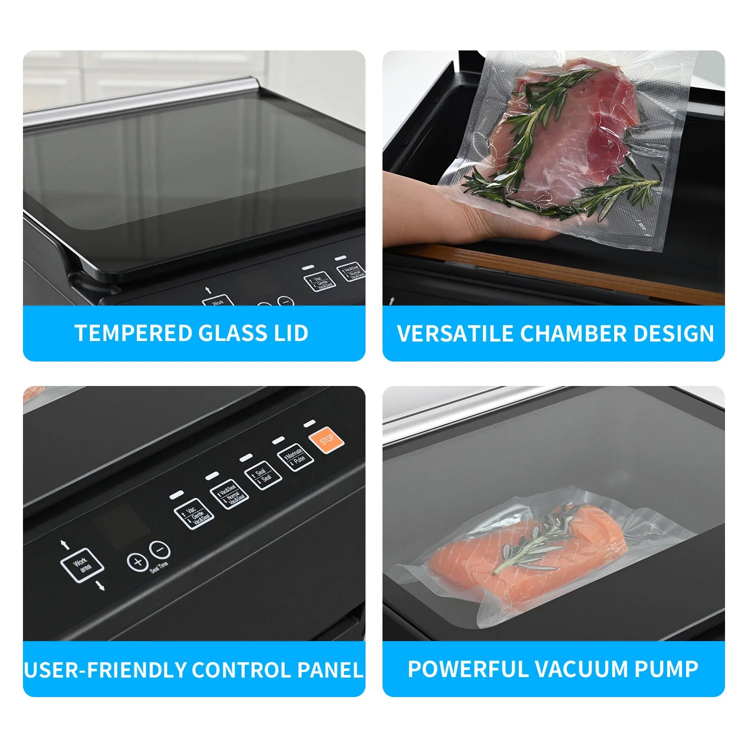 Professional Food Vacuum Packer 95KPa Automatic Sealer Double Seams Dry Moist Built-in Cutter Home Fresh Storage Appliances