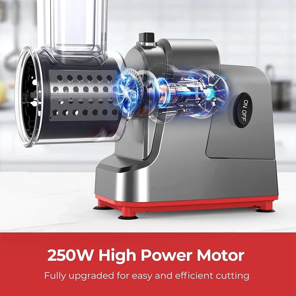 250W 5 in 1 Electric Vegetable Slicer Shredder Automatic Salad Shooter Machine Cheese Grater Carrot Cabbage Cutter
