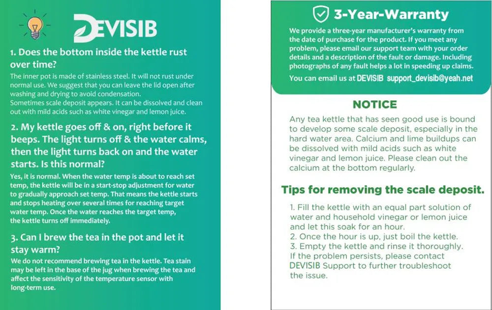 DEVISIB Electric Glass Kettle, 2200W Fast Boiling, Temperature Control, 4-Hour Keep Warm, 2.0L Tea Kettle & Hot Water Boiler