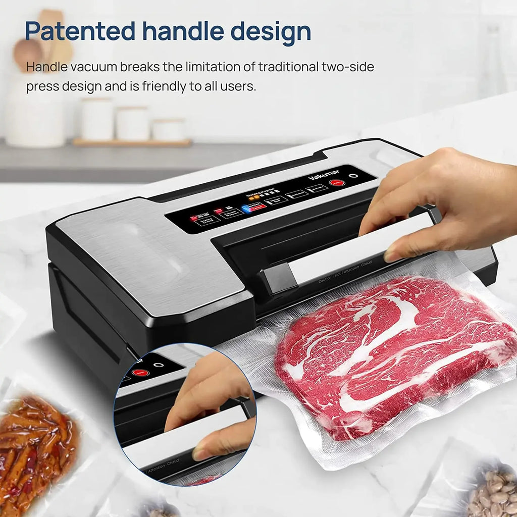 Vakumar VH5186 Kitchen Automatic Commercial Household Food Vacuum Sealer Packaging Machine Include 2 Rolls Vacuum Packed Bags