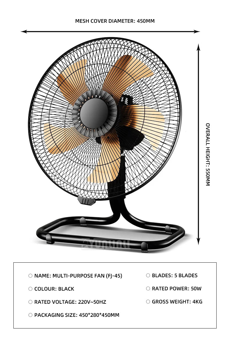 Powerful Electric Fan Industrial Shaking Head Floor Fan 20 inches High-power Table Electric Fan