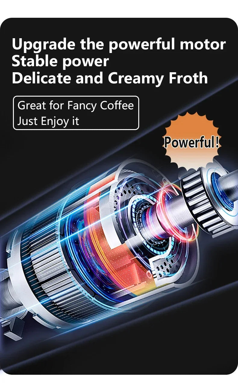 Cordless Electric Milk Frother, USB Mini Blender 3 Speeds Handheld Milk Foamer for Coffee, Cappuccino Foam Maker Whisk