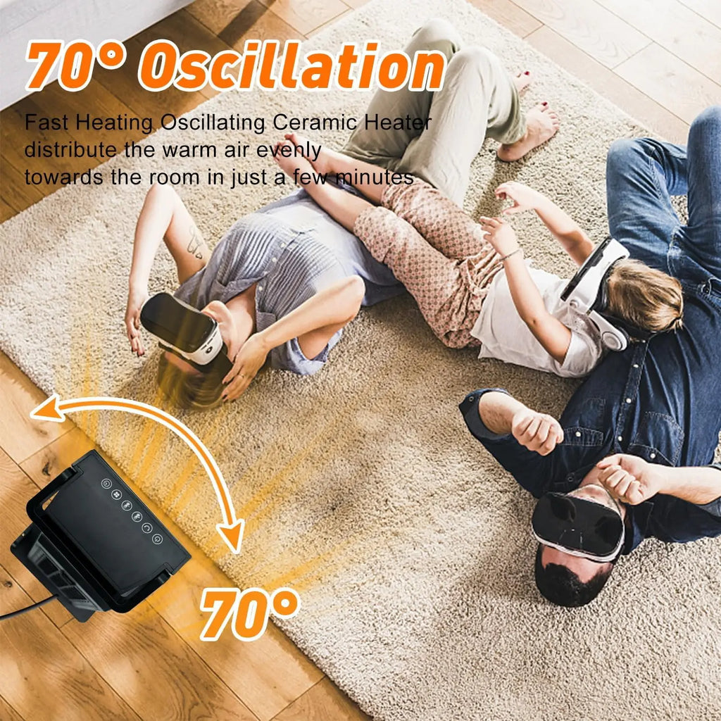 Room Heater 1500W Large Portable Ceramic Tower Heater 12 Hour Timer 3 Modes With Remote Rapid Heating Oscillating Heater