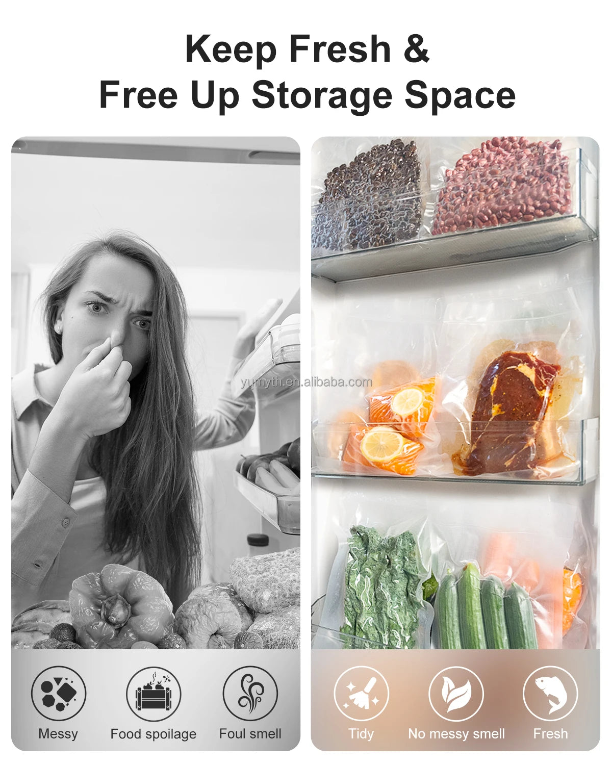 Professional Food Vacuum Packer 95KPa Automatic Sealer Double Seams Dry Moist Built-in Cutter Home Fresh Storage Appliances