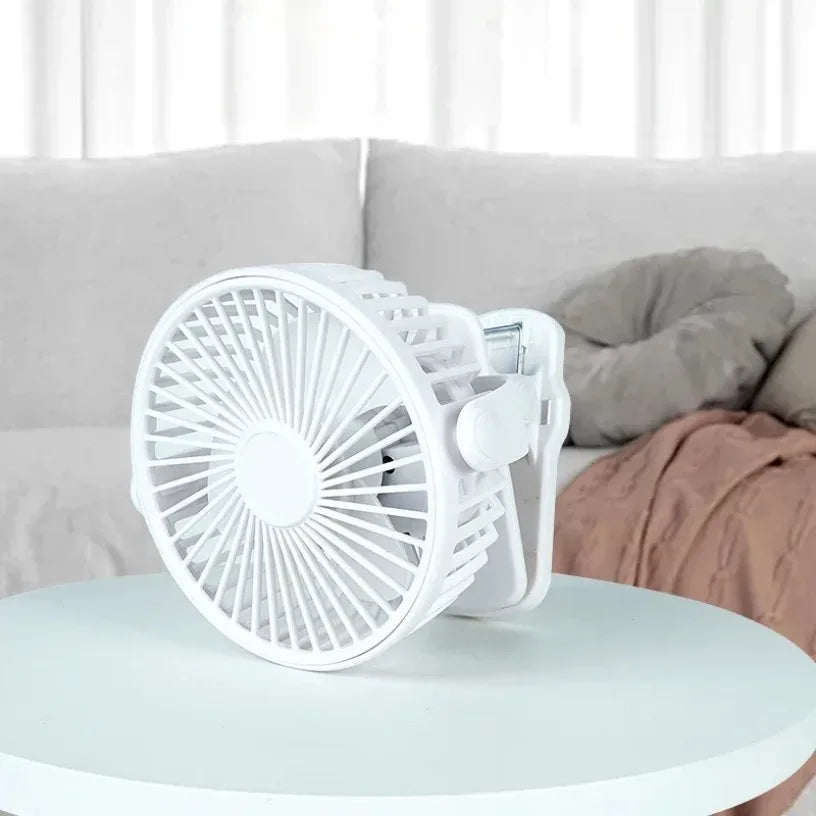 Portable Mini 360°Flip USB Rechargeable Table Fan Clip-on Type Desk Fan Hanging Clip Fan Night Light Air Cooler Outdoor