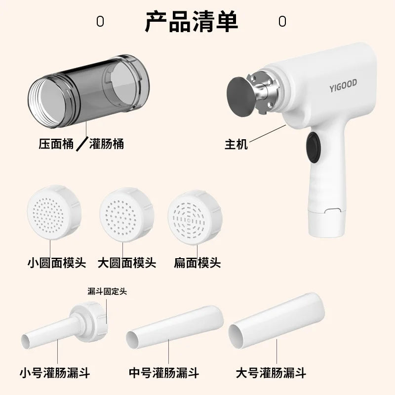 Handheld Household Electric Pasta Machine Wireless Charging Pressure Noodle Gun With Sausage Filling Function