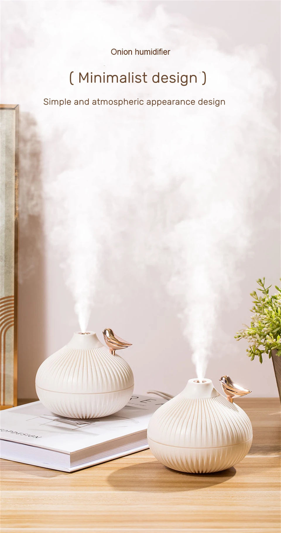 300ml USB Air Humidifier Mini Water Aroma Diffuser with Warm LED Night Light for Home Room Ultrasonic Cool Mist Humidificador
