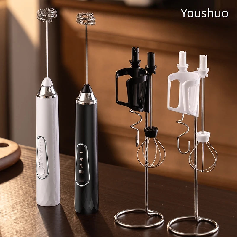 Milk Frother Wand Coffee Frother Handheld Foam Maker For Latte Rechargeable Electric Milk Frother Handheld Drink Mixer Gift Idea