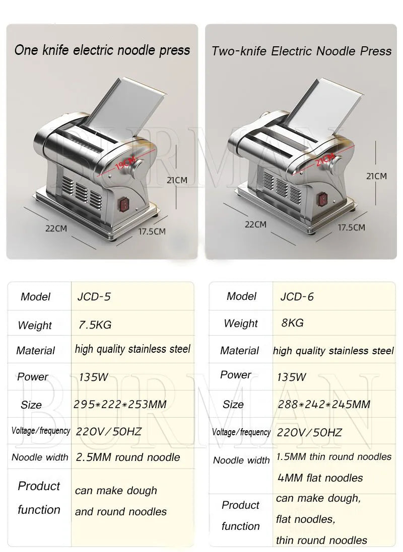 Electric Noodle Dumpling Wrapper Maker Machine Pasta Noodle Machine Commercial Household Stainless Steel Noodle Press Machine