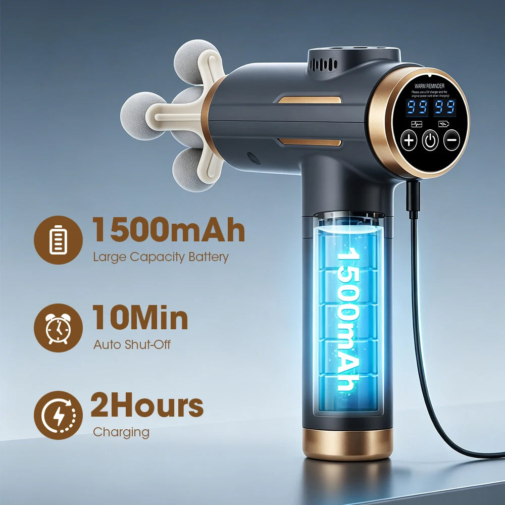 11-IN-1 Electric Massage Gun 99 Level Powerful Fascia Gun High-Frequency Vibration Body Massage Gun USB Rechargeable