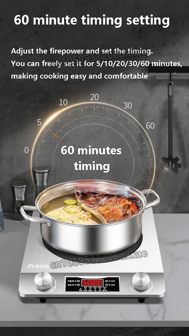 5000W High-power Commercial Desktop Induction Cooker Portable Induction Cooker Household Kitchen Canteen Milk Tea Shop