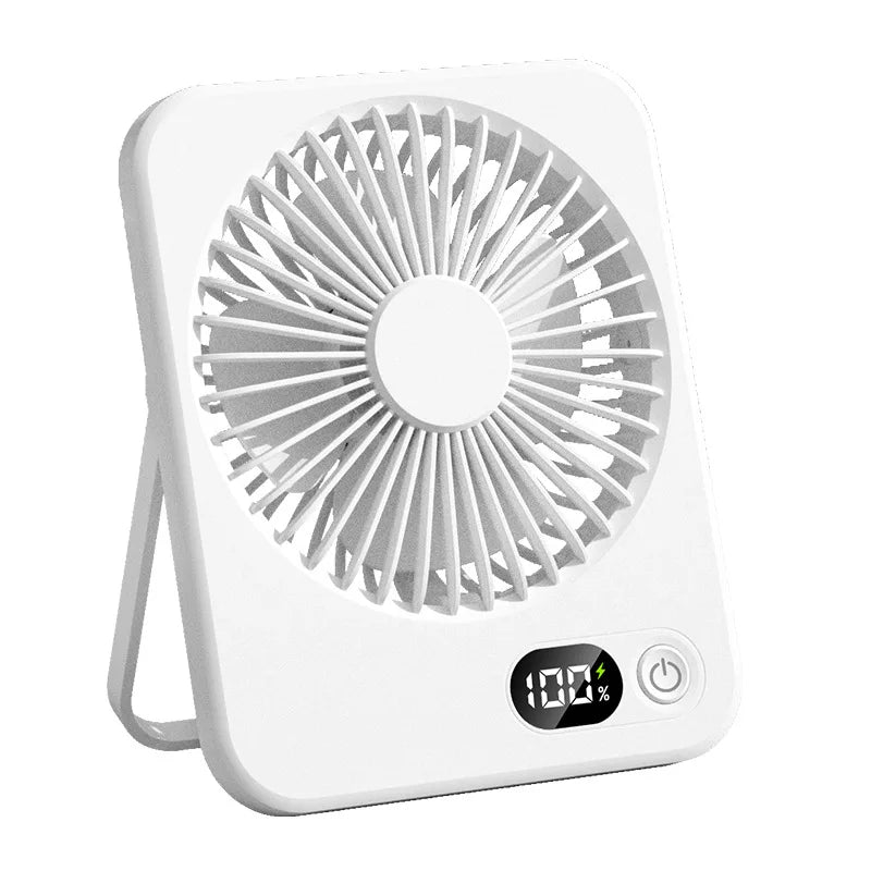 Portable Desk Fan USB Rechargeable Fan 180° Tilt Folding Personal Fan With Power Display 5 Speeds Ultra Quiet Table