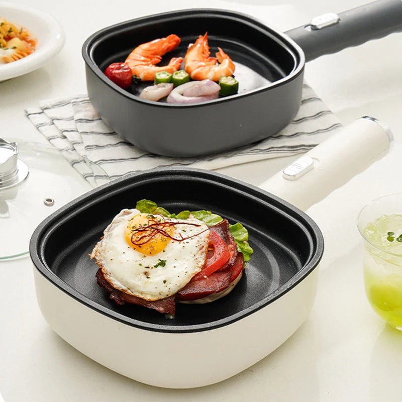 DMWD Electric Frying Pan Household Mini Stir-frying Pot Non-stick Steaks Pancakes Electric Skillet Multicooker 2 Firepower 600W
