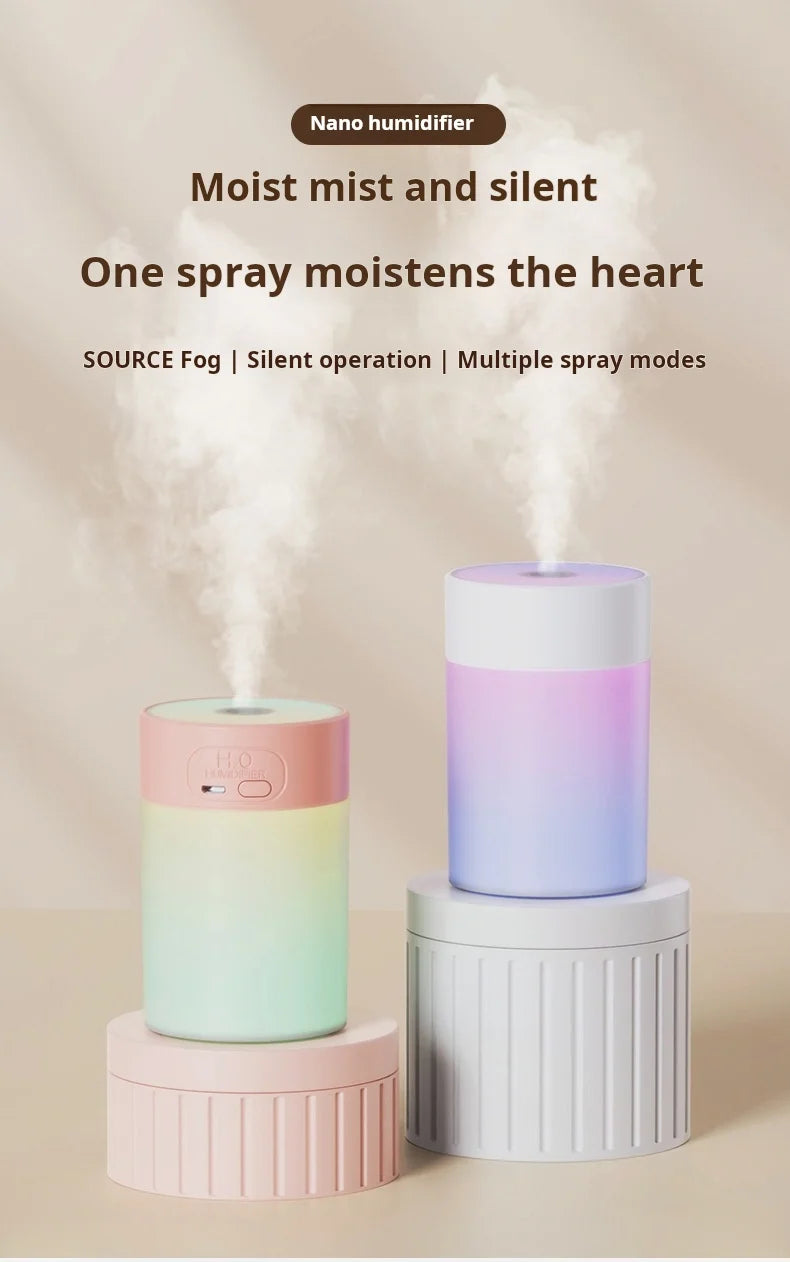 Colorful Atmosphere LED USB Mini Humidifier Car Home Bedroom Air Moisturizer Portable Desktop Aromatherapy Waterless Ultrasonic