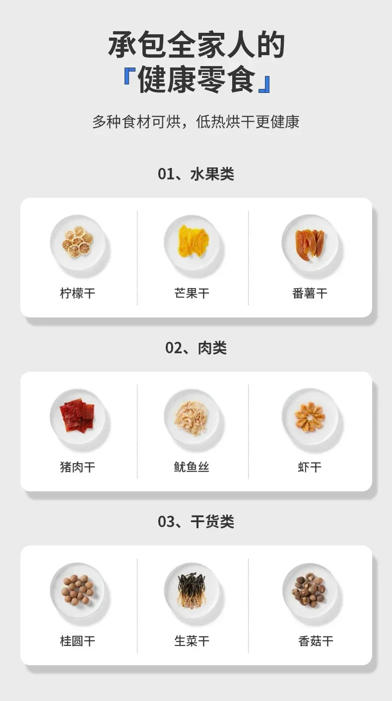 6/8/12/18 Layers Home Fruit Air Dryer Vegetable Snacks Meat Medicinal Materials Fruit Smart and Commercial Food Dehydrator