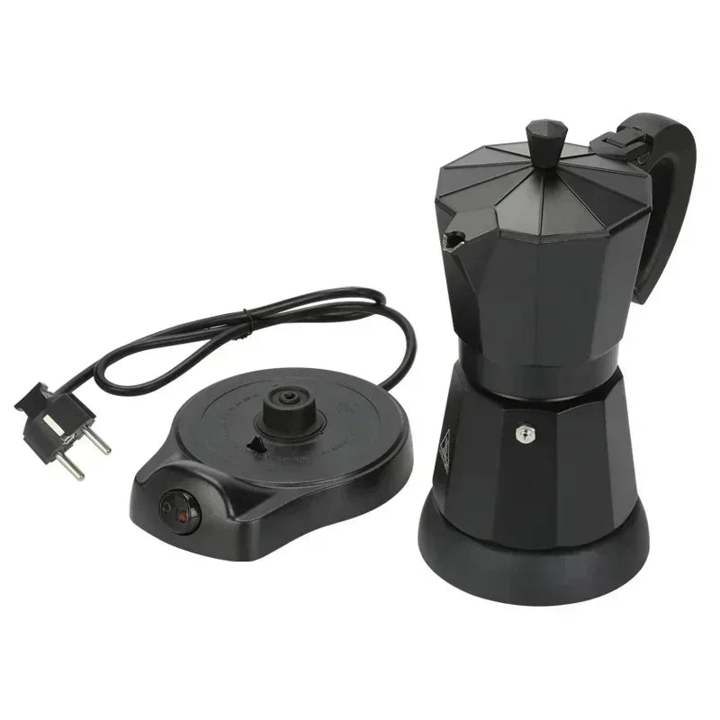 220V 300ml Aluminum Electric Mocha Pot Italian Style EU Plug-in Coffee Maker For Household Fast Convenient Electric Coffee Pot