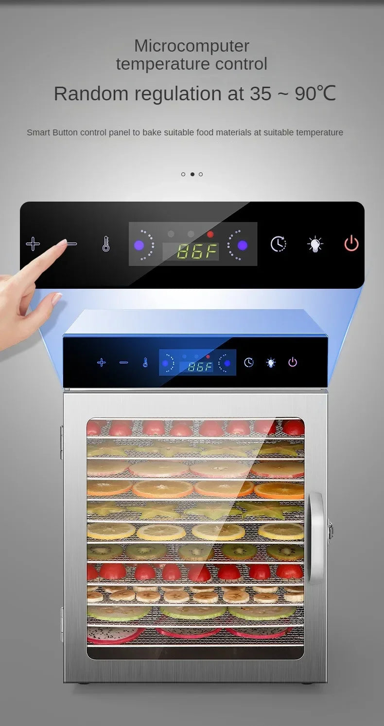 6/8/12/18 Layers Home Fruit Air Dryer Vegetable Snacks Meat Medicinal Materials Fruit Smart and Commercial Food Dehydrator