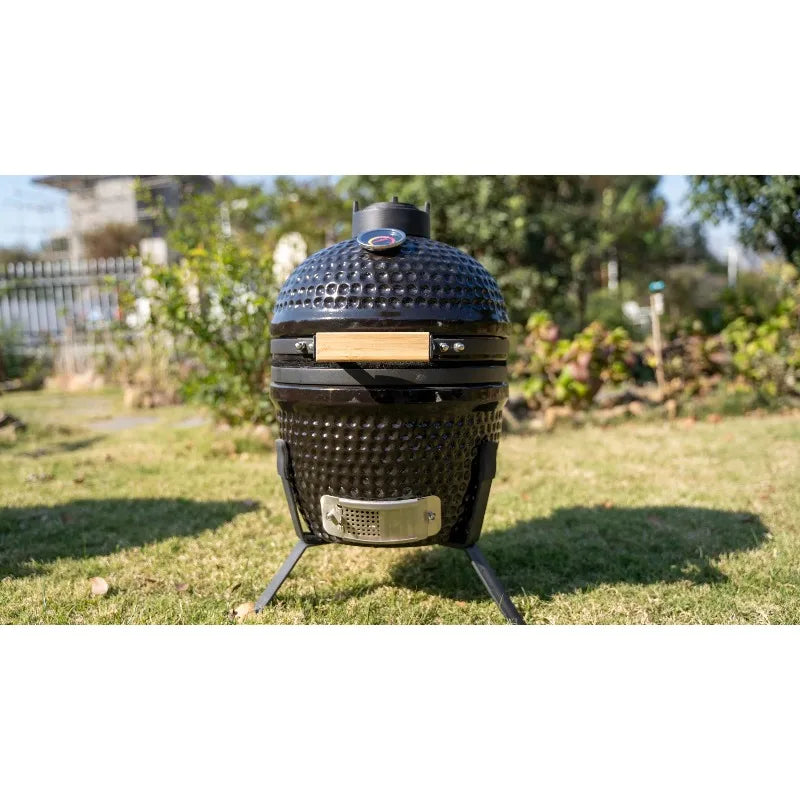 13Inch Ceramic Kamado Grills Outdoor and Indoor Kitchen Camping BBQ Grill